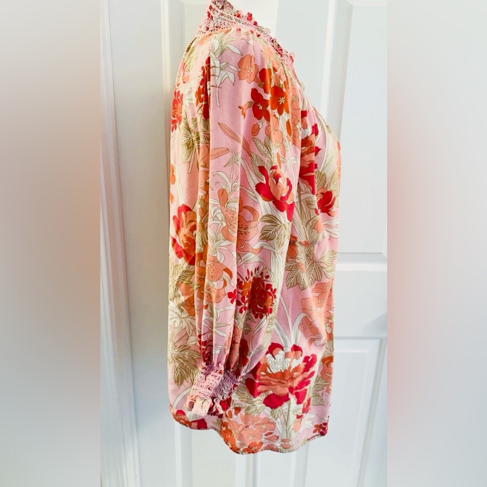 Talbots Women’s Multicolor Floral Print Top Shirt Size Large - Picture 4 of 10